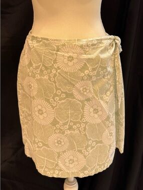 By The Sea Floral Wrap Skirt in Sage and Cream